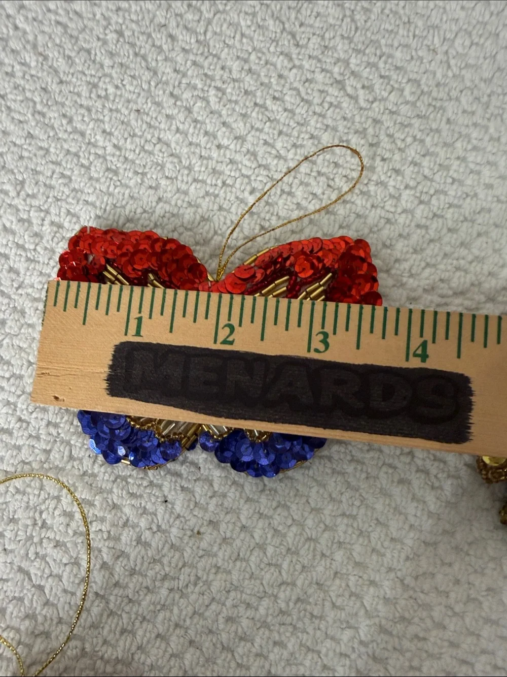 Vintage Handmade Beaded Sequin Christmas Holiday Ornament Set of 4 Kitsch Retro